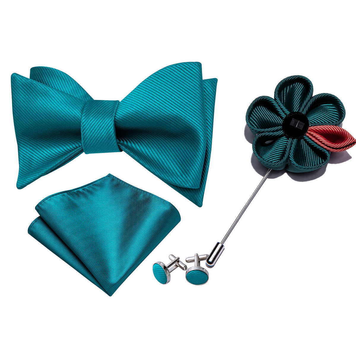 Blue Solid Bow Tie Set bow ties - Sophisticated Gentlemen