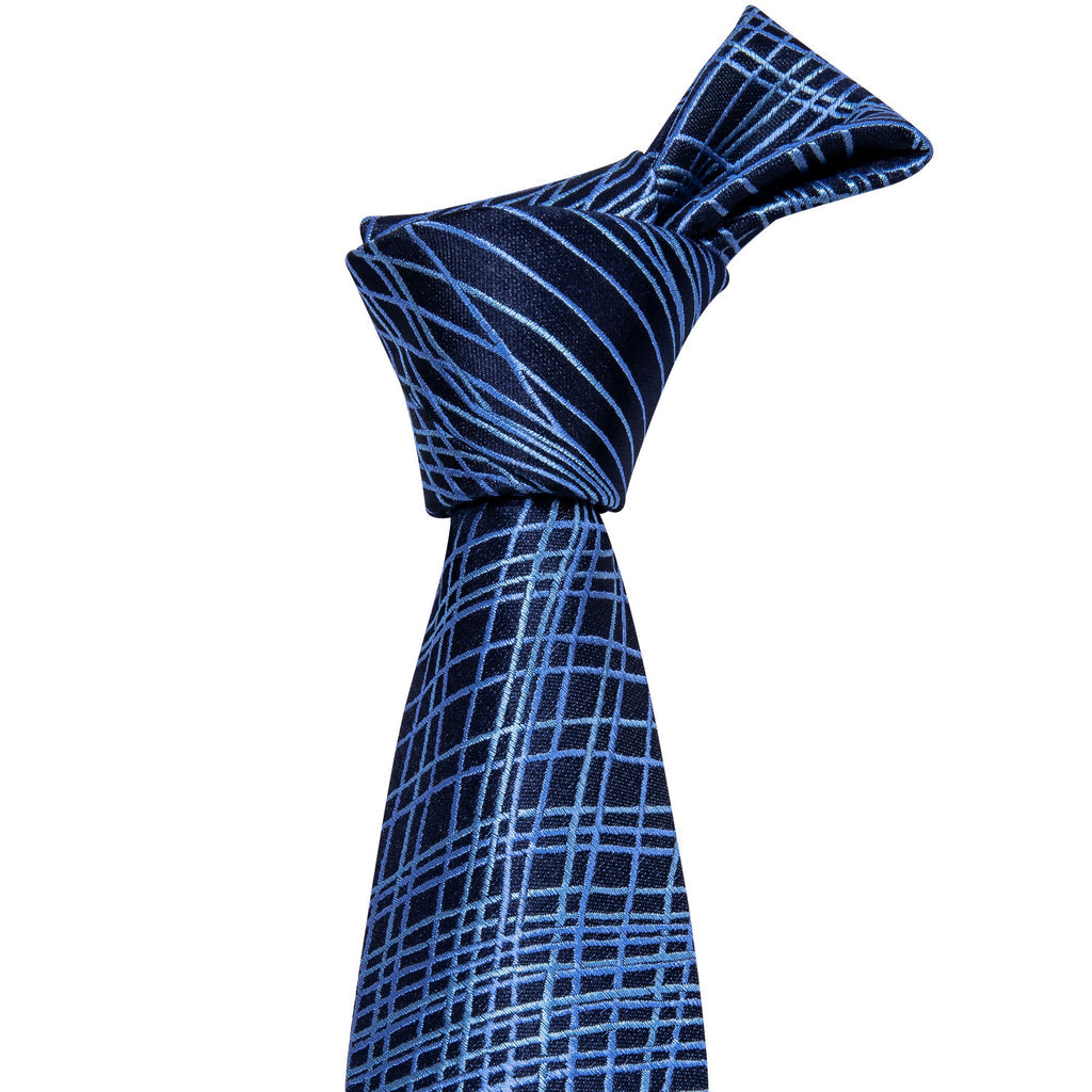 Dark Blue Novelty Silk Tie, Pocket Square and Cufflinks Set tie sets - Sophisticated Gentlemen