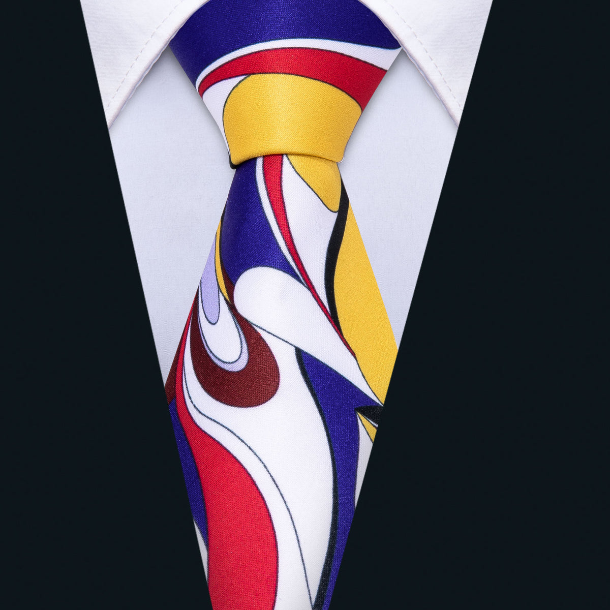 Red Yellow Blue Novelty Silk Tie, Pocket Square and Cufflinks Set tie sets - Sophisticated Gentlemen