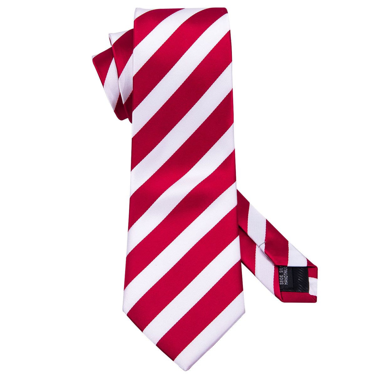 Red White Striped Silk Tie, Pocket Square and Cufflinks Set tie sets - Sophisticated Gentlemen