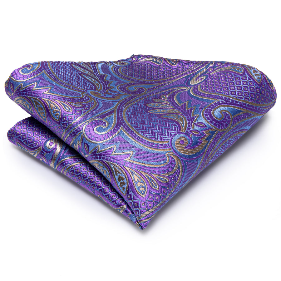 Lavender Paisley XL Tie, Pocket Square and Cufflinks tie sets - Sophisticated Gentlemen