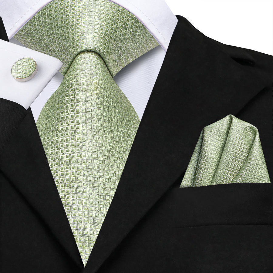 Sage Green XL Tie, Pocket Square and Cufflinks tie sets - Sophisticated Gentlemen