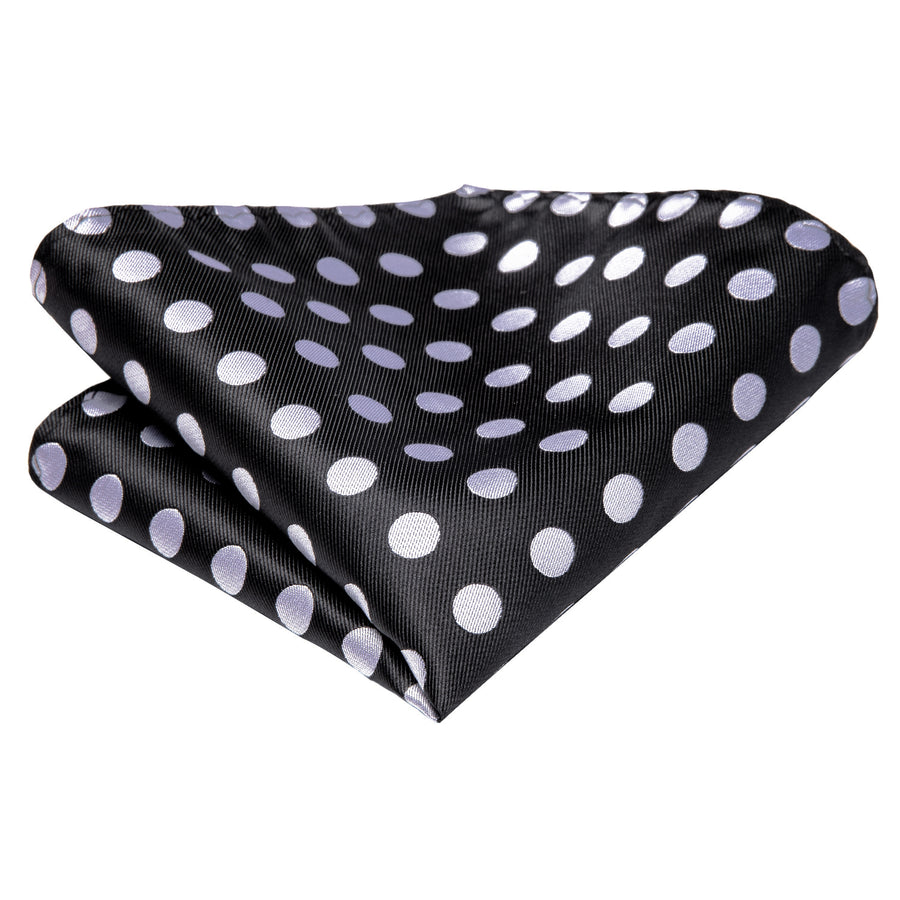Black and White Polka Dot XL Tie, Pocket Square and Cufflinks tie sets - Sophisticated Gentlemen