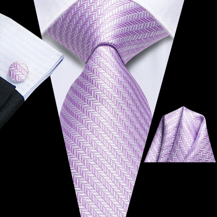 Medium Orchid Geometric XL Tie, Pocket Square and Cufflinks tie sets - Sophisticated Gentlemen