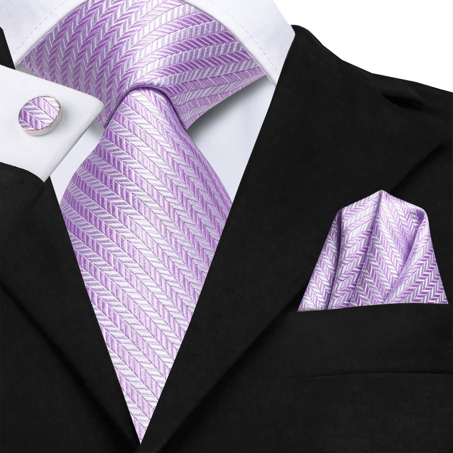 Medium Orchid Geometric XL Tie, Pocket Square and Cufflinks tie sets - Sophisticated Gentlemen