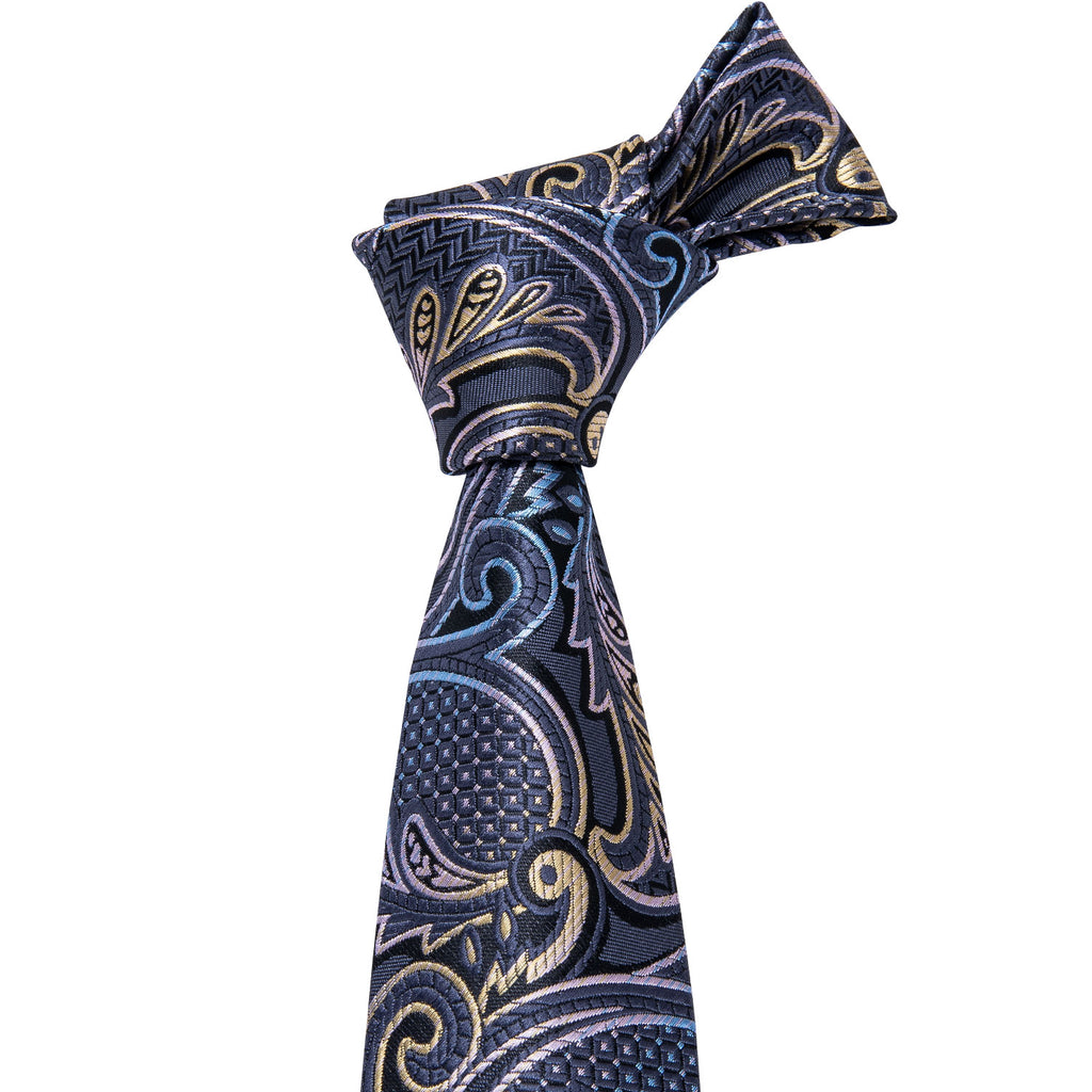 Gray Paisley Silk Tie, Pocket Square and Cufflinks Set tie sets - Sophisticated Gentlemen