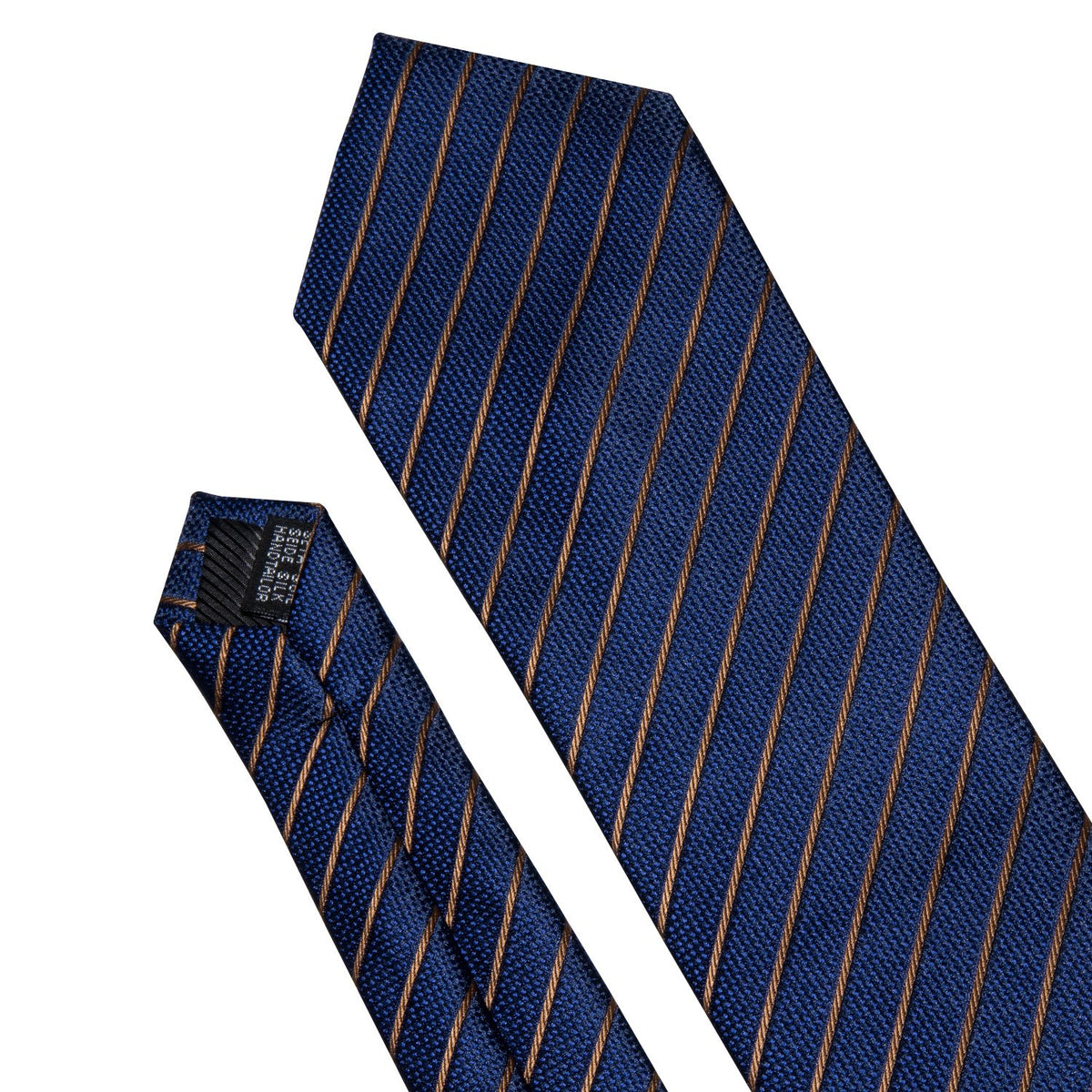 Deep Blue Gold Striped Silk Tie, Pocket Square and Cufflinks Set tie sets - Sophisticated Gentlemen