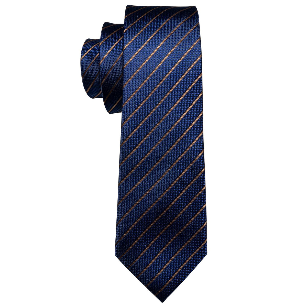 Deep Blue Gold Striped Silk Tie, Pocket Square and Cufflinks Set tie sets - Sophisticated Gentlemen