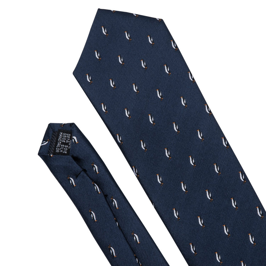 Blue Penguin Novelty Silk Tie, Pocket Square and Cufflinks Set tie sets - Sophisticated Gentlemen
