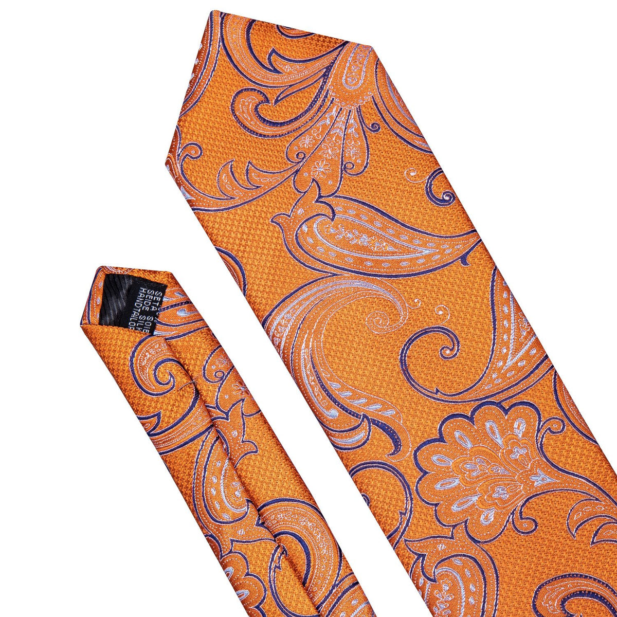 Orange Blue Paisley Tie, Pocket Square and Cufflinks Set tie sets    - Sophisticated Gentlemen