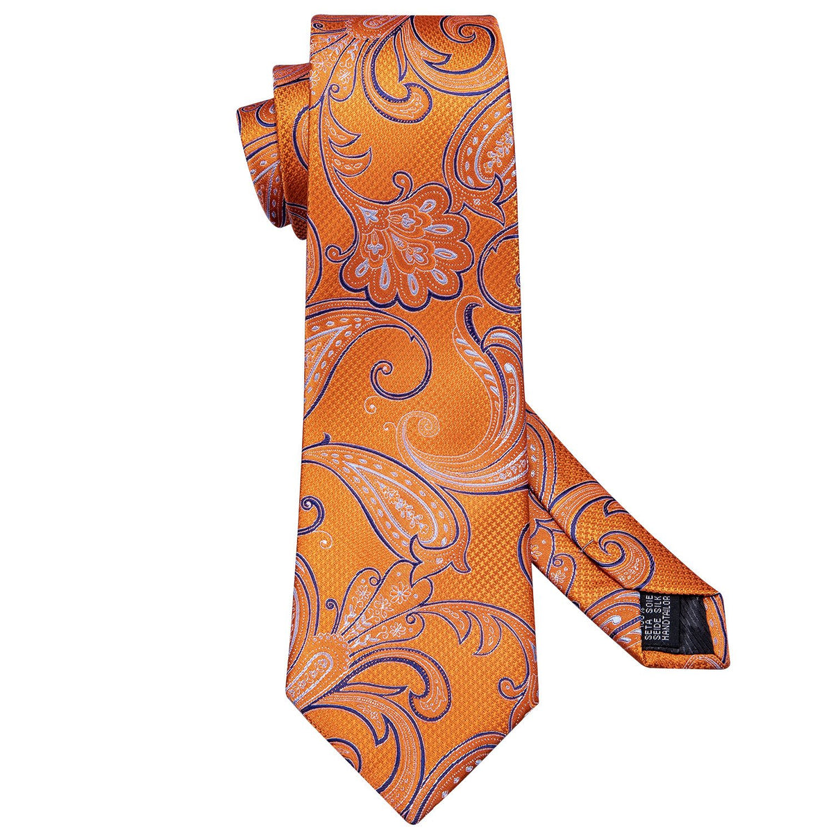 Orange Blue Paisley Tie, Pocket Square and Cufflinks Set tie sets - Sophisticated Gentlemen