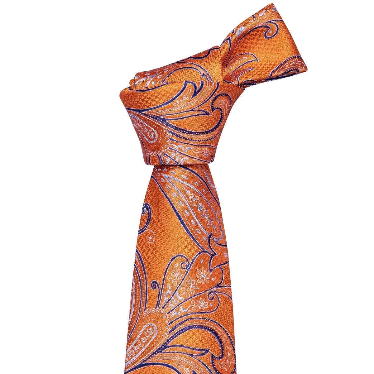 Orange Blue Paisley Tie, Pocket Square and Cufflinks Set tie sets - Sophisticated Gentlemen