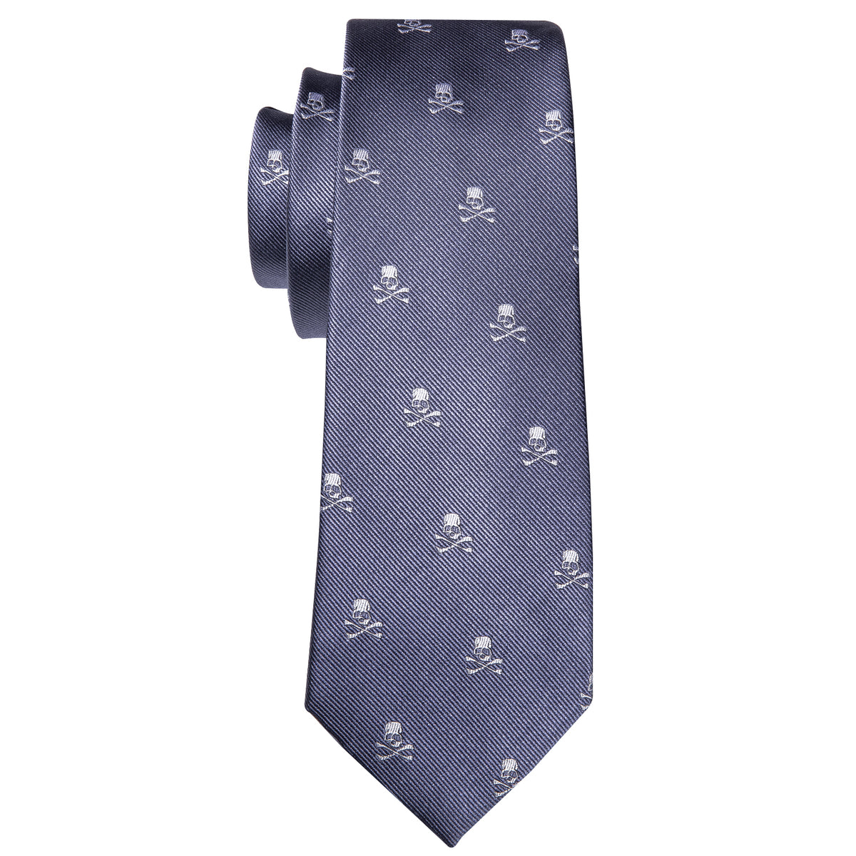 Light Midnight Blue Skull Novelty Tie, Pocket Square and Cufflinks Set tie sets - Sophisticated Gentlemen