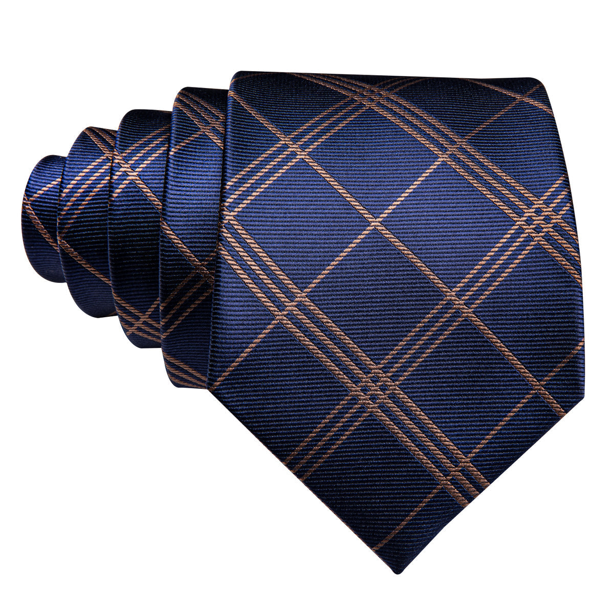 Deep Blue Gold Stripe Plaid Tie, Pocket Square and Cufflinks Set tie sets - Sophisticated Gentlemen