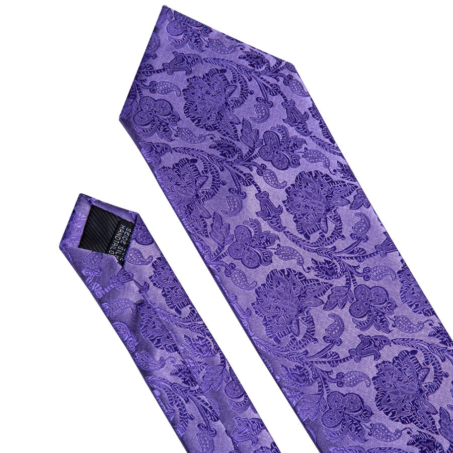 Purple Floral Silk XL Tie, Pocket Square and Cufflinks tie sets - Sophisticated Gentlemen