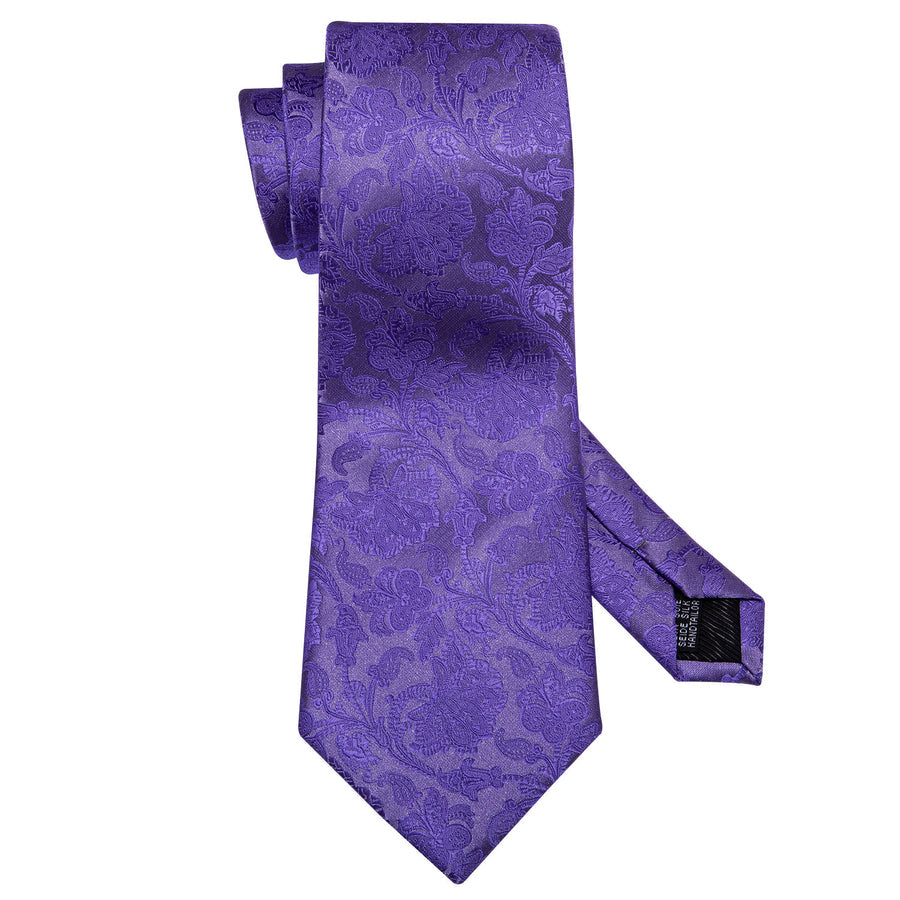 Purple Floral Silk XL Tie, Pocket Square and Cufflinks tie sets - Sophisticated Gentlemen