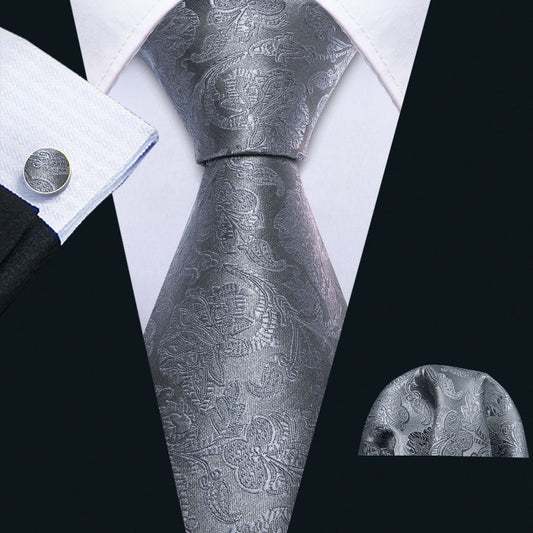 Silver Gray Premium XL Tie Set tie sets    - Sophisticated Gentlemen
