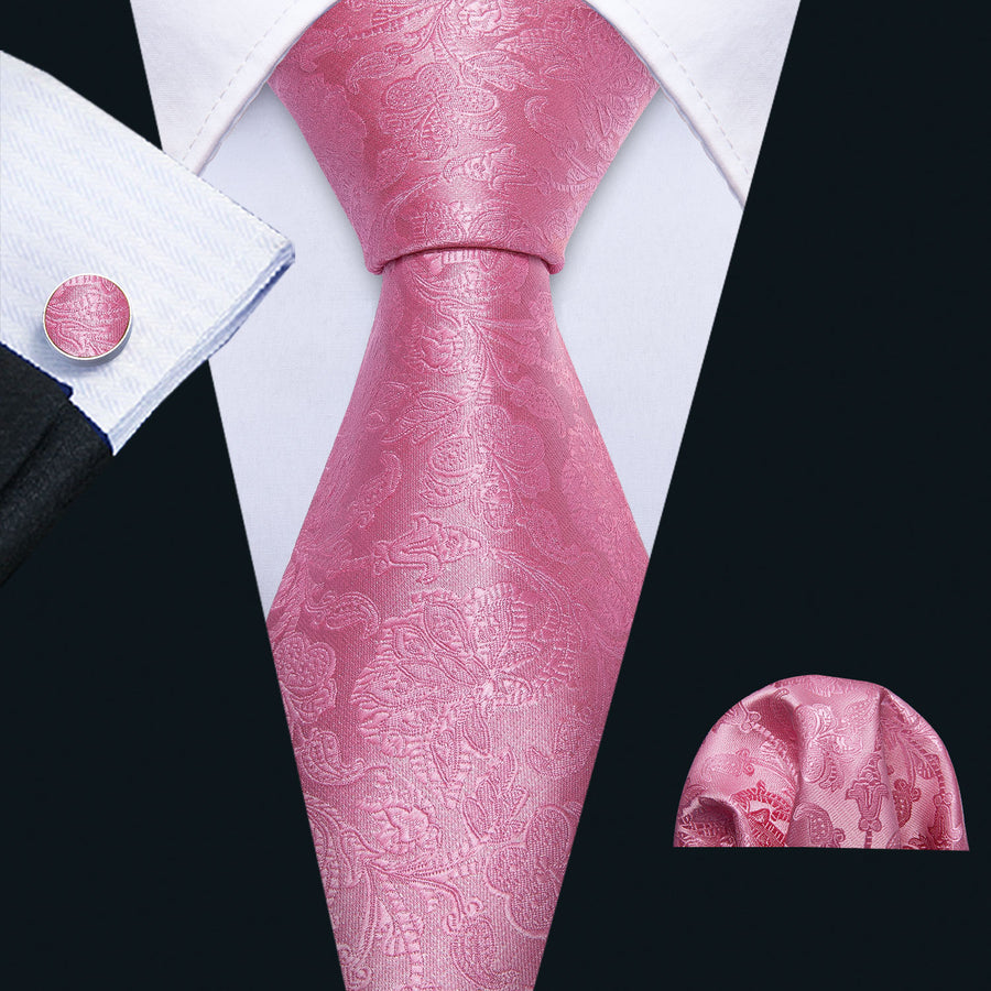 Pink Floral Silk XL Tie, Pocket Square and Cufflinks tie sets - Sophisticated Gentlemen
