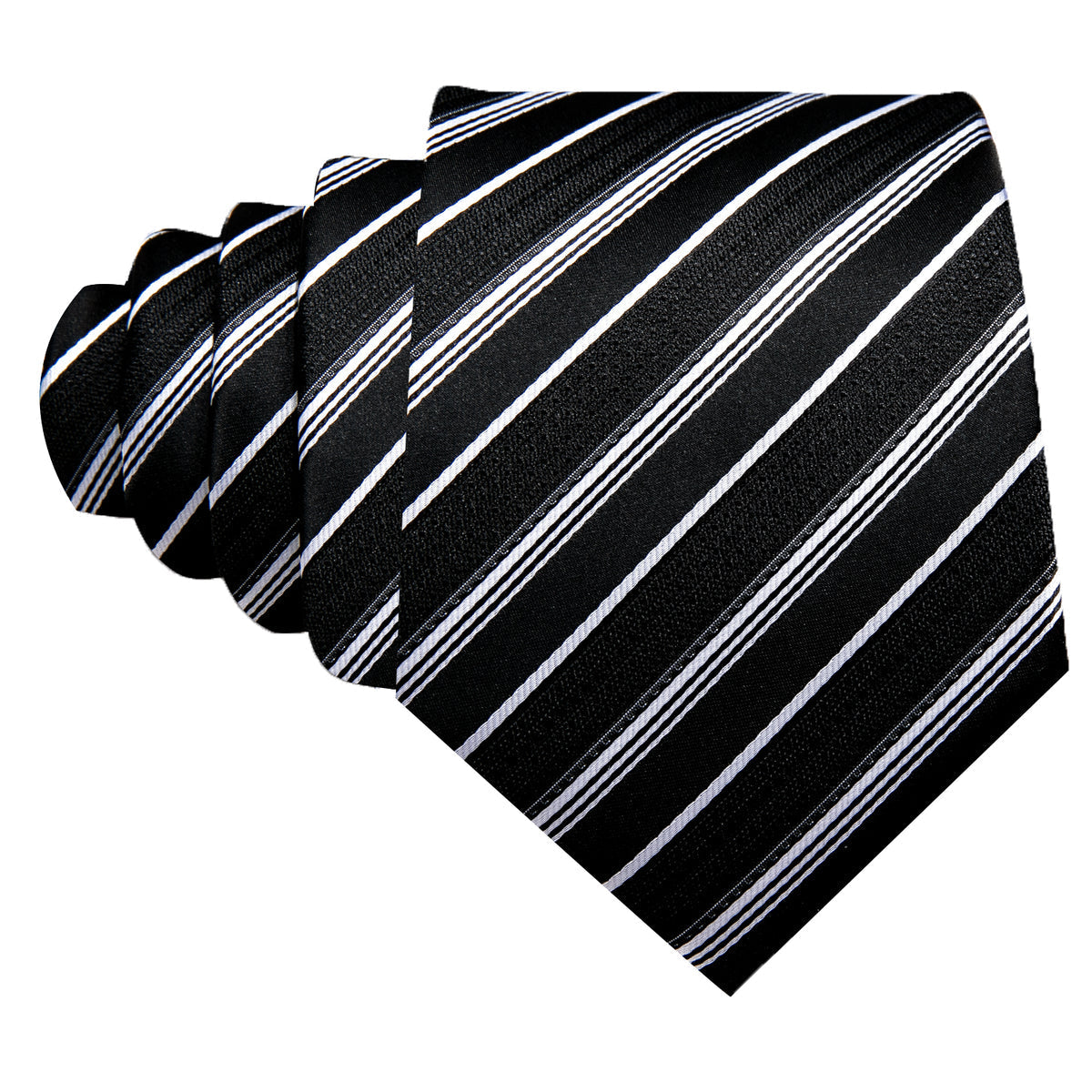 Black White Striped Paisley Tie, Pocket Square and Cufflinks Set tie sets - Sophisticated Gentlemen