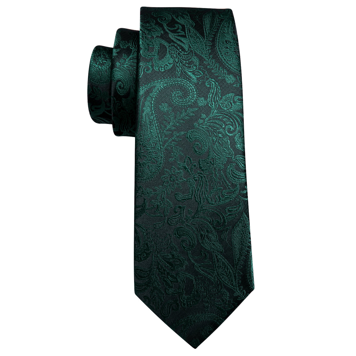 Dark Green Paisley Silk Tie, Pocket Square and Cufflinks Set tie sets - Sophisticated Gentlemen