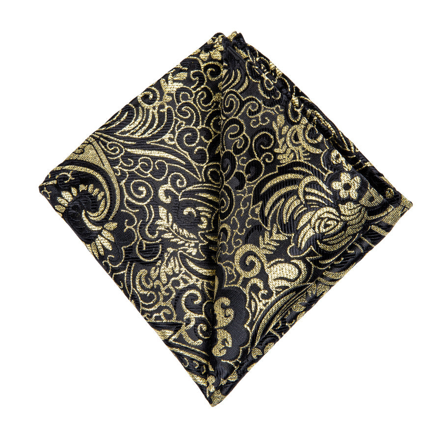 Golden Paisley Silk XL Tie, Pocket Square and Cufflinks tie sets - Sophisticated Gentlemen