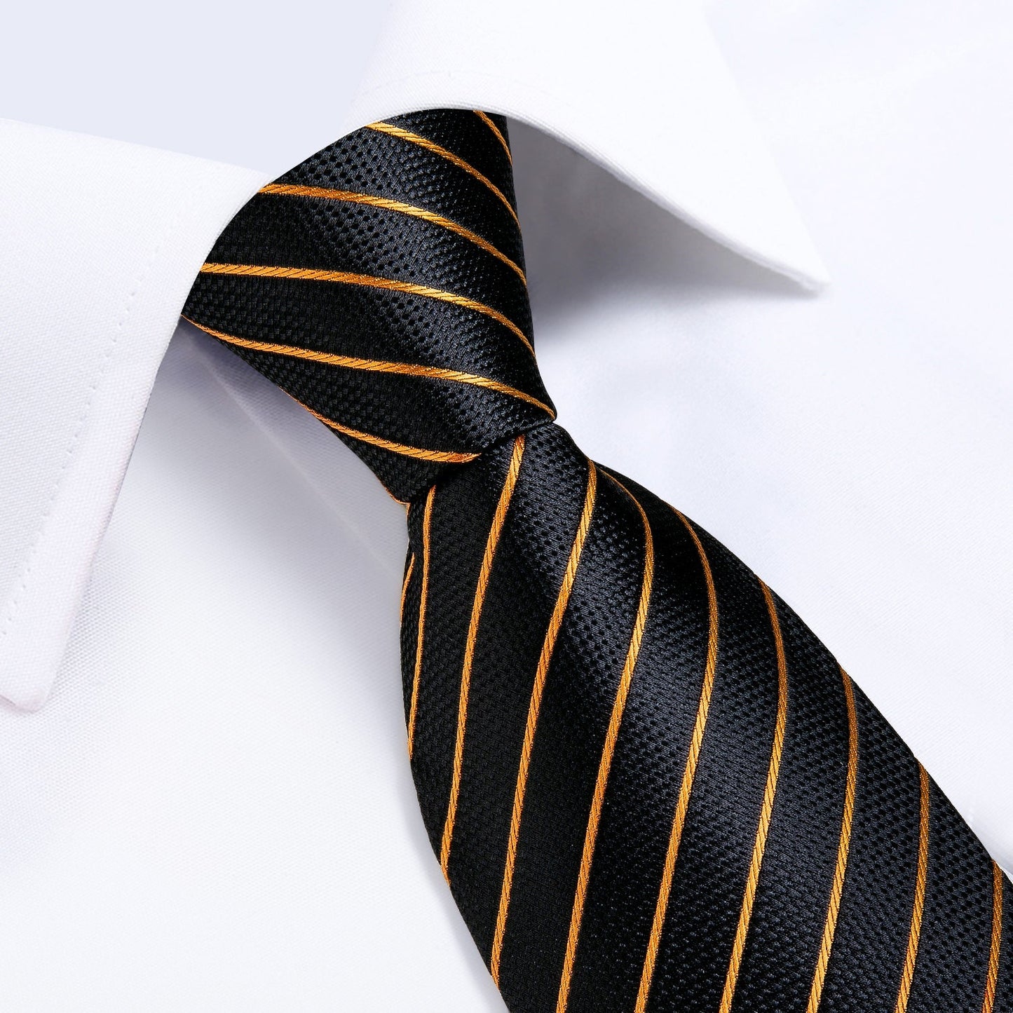 Luxury Gold and Black Striped Tie Set tie sets - Sophisticated Gentlemen