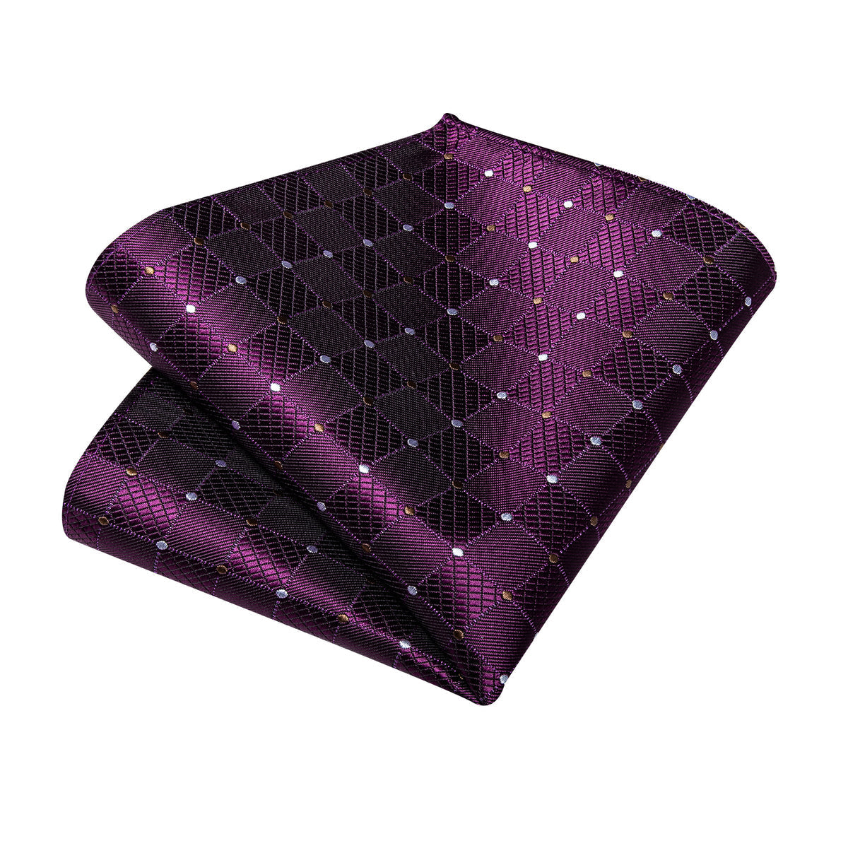 Purple Plaid Polka Dot Silk Tie, Pocket Square and Cufflinks tie sets - Sophisticated Gentlemen