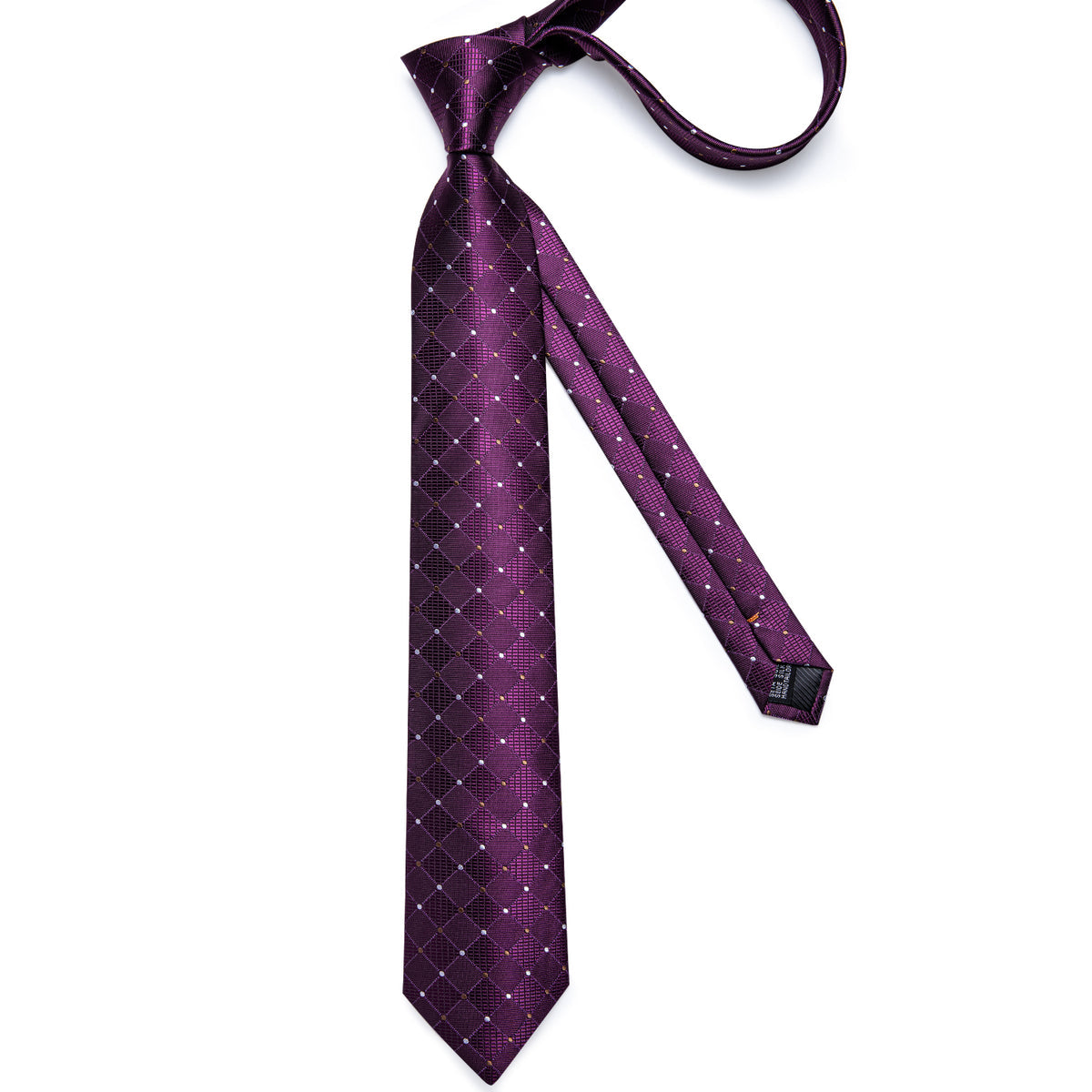 Purple Plaid Polka Dot Silk Tie, Pocket Square and Cufflinks tie sets - Sophisticated Gentlemen