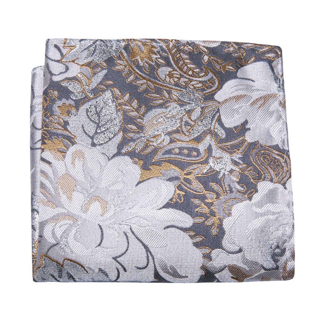 Golden White Floral Bow Tie Set bow ties    - Sophisticated Gentlemen