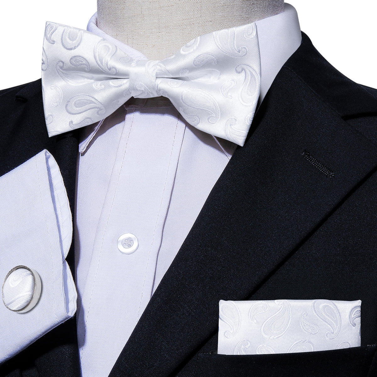 White Paisley Children Bow Tie Set bow ties - Sophisticated Gentlemen