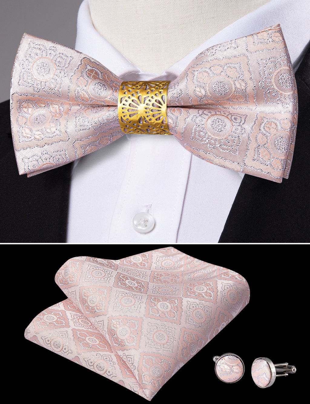 Pink Paisley Bow Tie Set bow ties - Sophisticated Gentlemen