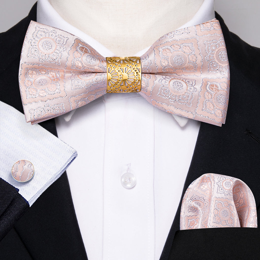 Pink Paisley Bow Tie Set bow ties - Sophisticated Gentlemen