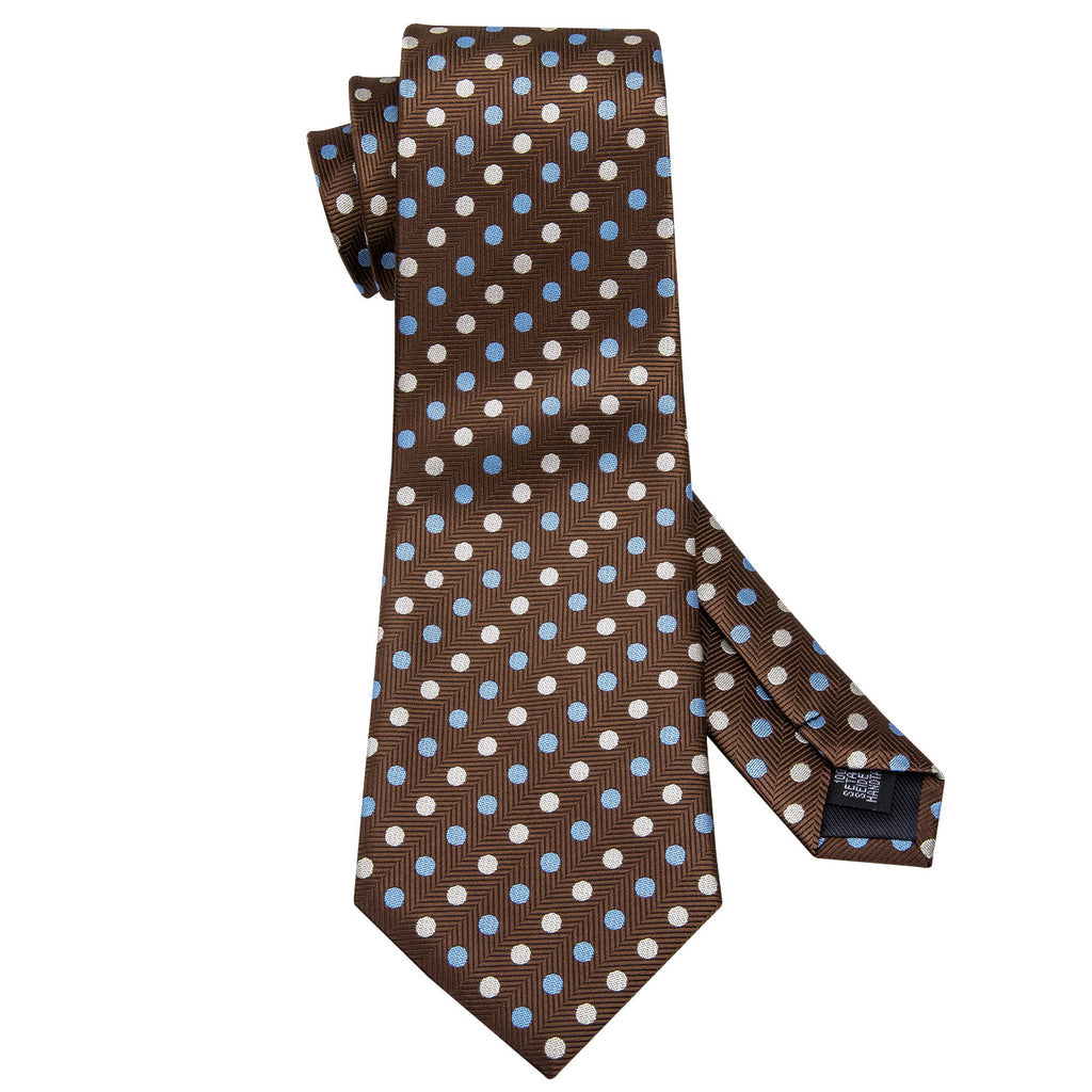Brown Dot Tie, Pocket Square and Cufflinks Set tie sets - Sophisticated Gentlemen