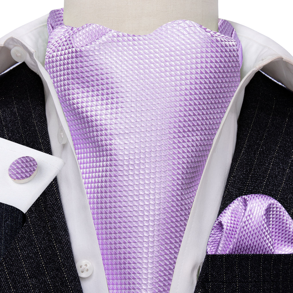Purple Plaid Paisley Ascot, Pocket Square and Cufflinks ascot - Sophisticated Gentlemen