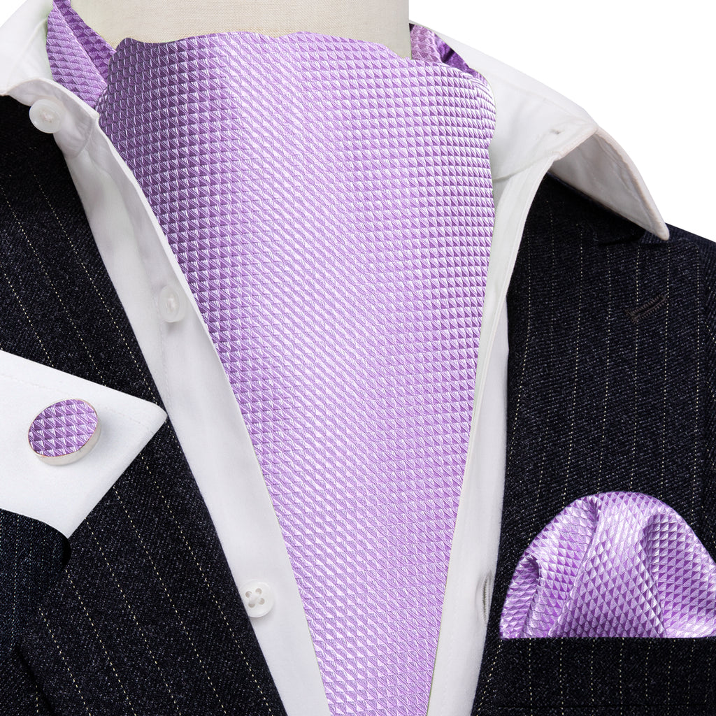 Purple Plaid Paisley Ascot, Pocket Square and Cufflinks ascot - Sophisticated Gentlemen