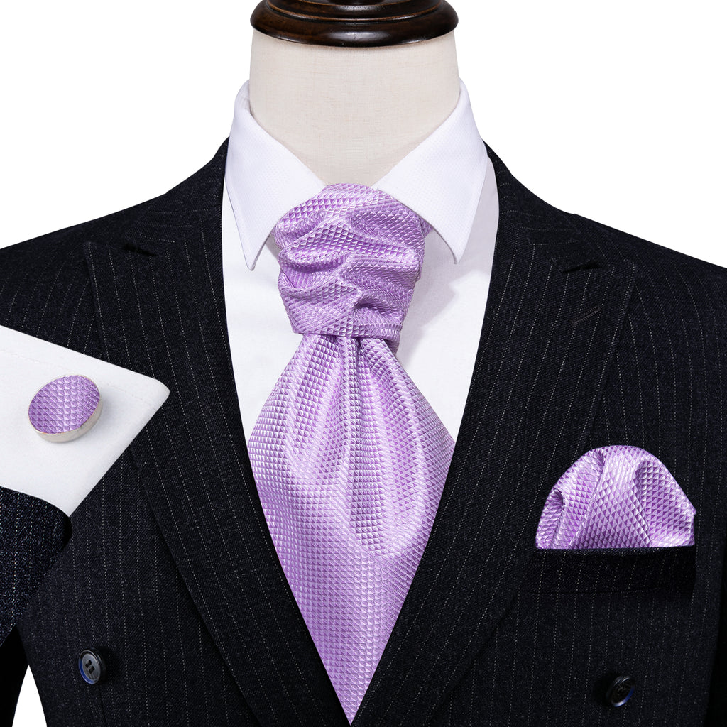 Purple Plaid Paisley Ascot, Pocket Square and Cufflinks ascot - Sophisticated Gentlemen