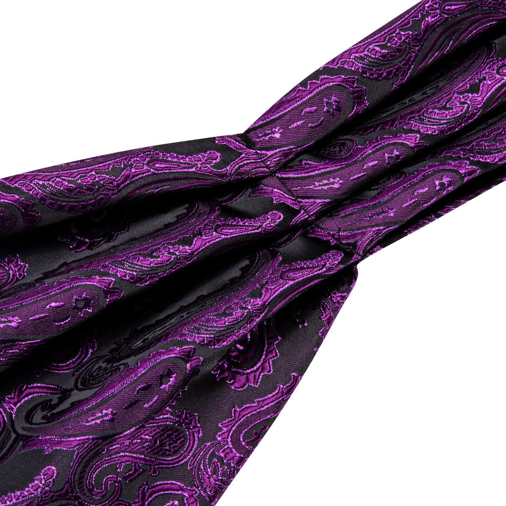 Purple Paisley Ascot, Pocket Square and Cufflinks ascot - Sophisticated Gentlemen