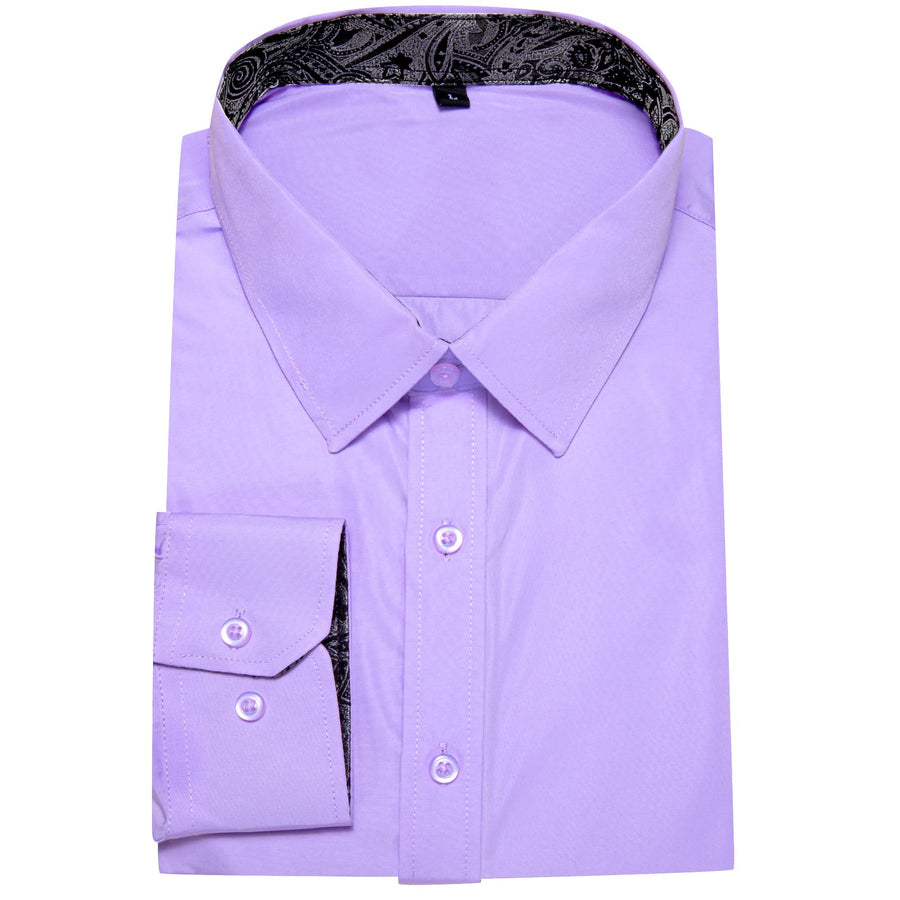 Lavender Purple Solid Splicing Silk Dress Shirt shirt - Sophisticated Gentlemen