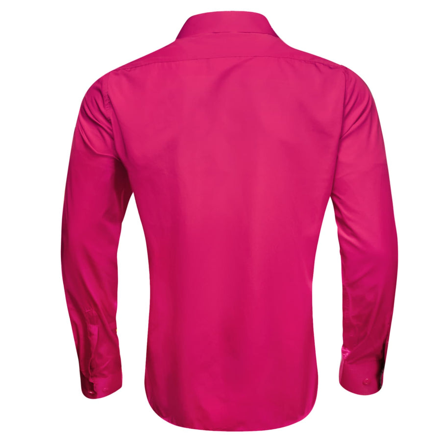Hot Pink Solid Splicing Paisley Silk Dress Shirt shirt - Sophisticated Gentlemen