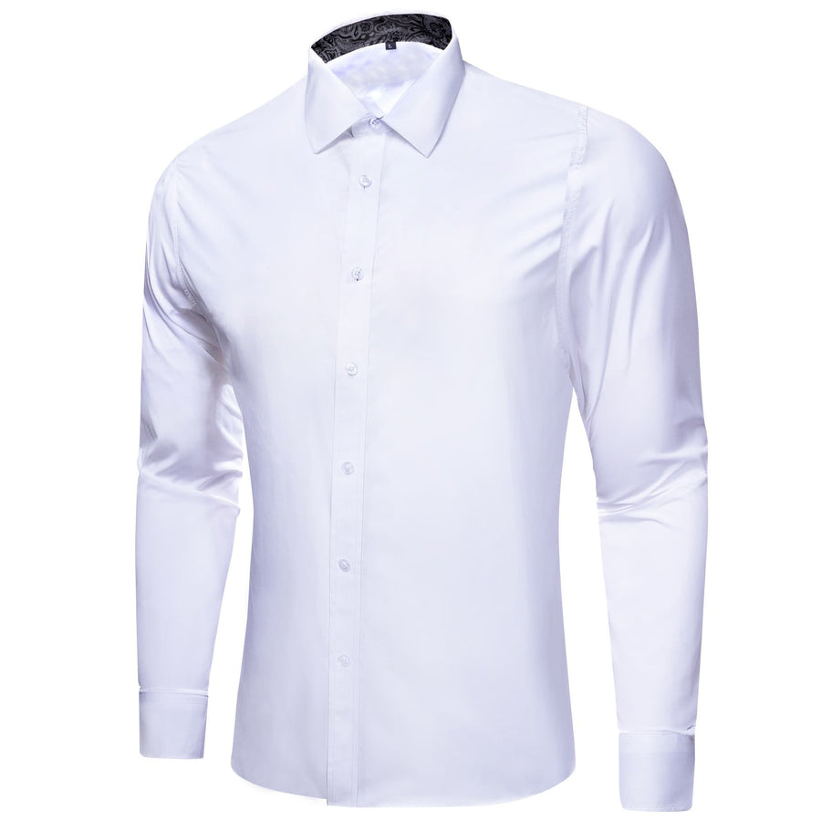White Solid Splicing Black Paisley Dress Shirt shirt - Sophisticated Gentlemen