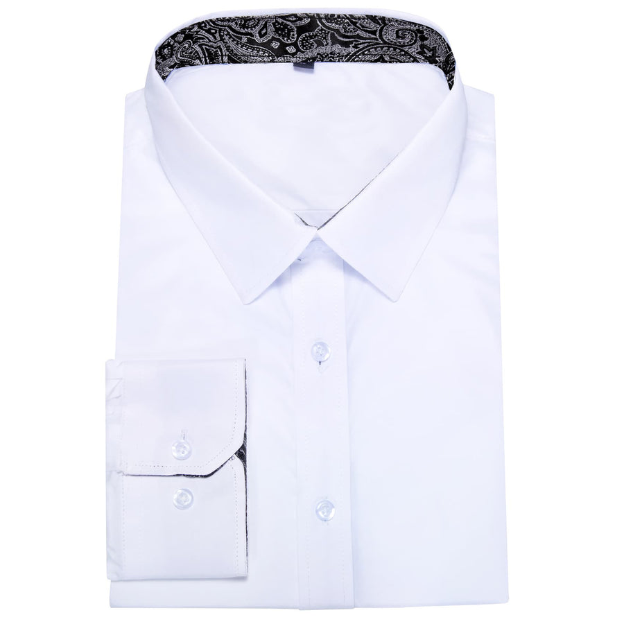 White Solid Splicing Black Paisley Dress Shirt shirt - Sophisticated Gentlemen