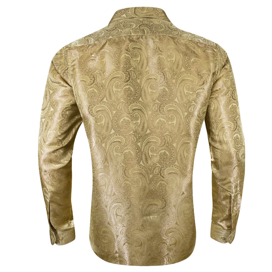 Yellow Sand Paisley Silk Dress Shirt shirt - Sophisticated Gentlemen
