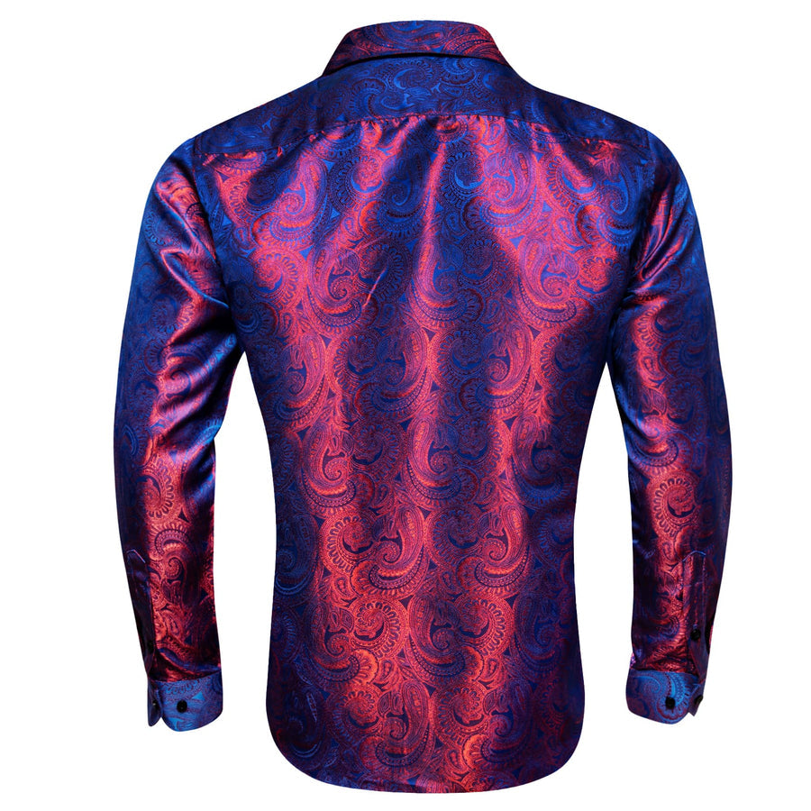 Blue Red Paisley Silk Dress Shirt shirt - Sophisticated Gentlemen