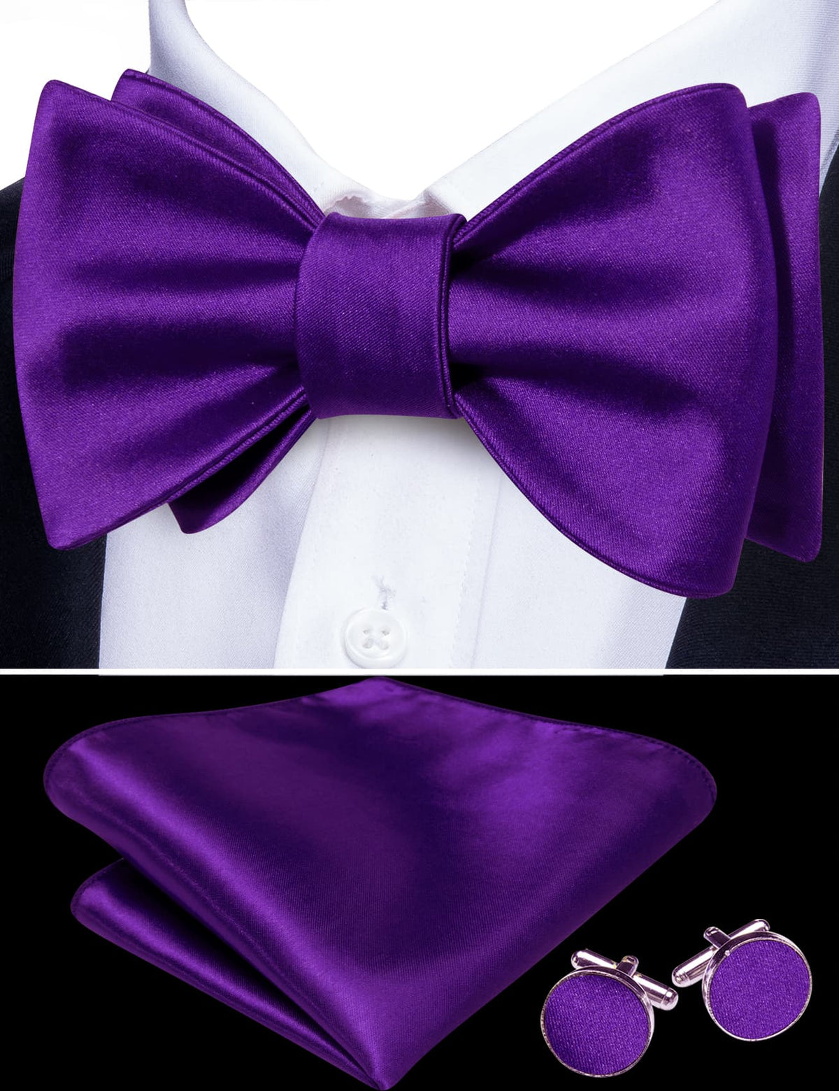 Dark Purple Bow Tie Set bow ties - Sophisticated Gentlemen