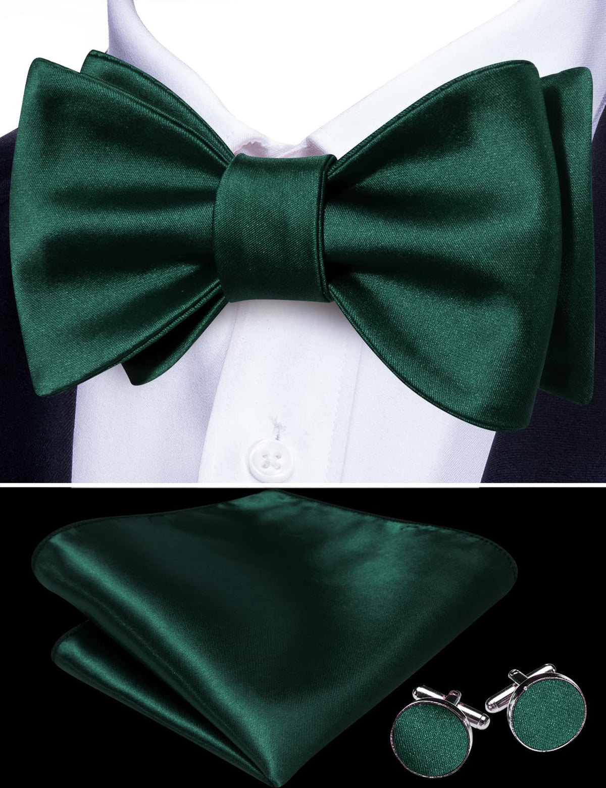 Dark Green Bow Tie Set bow ties    - Sophisticated Gentlemen