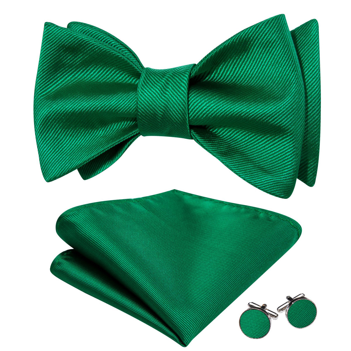 Green Striped Bow Tie Set bow ties - Sophisticated Gentlemen