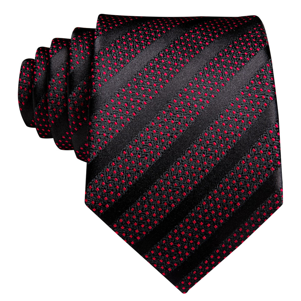Black Red Polka Dots Tie, Pocket Square and Cufflinks Set tie sets    - Sophisticated Gentlemen