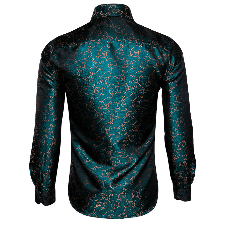 Green Floral Silk Dress Shirt shirt - Sophisticated Gentlemen