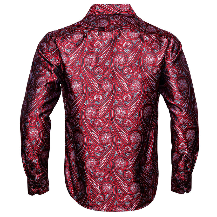 Red Paisley Silk Men's Dress Shirt shirt - Sophisticated Gentlemen