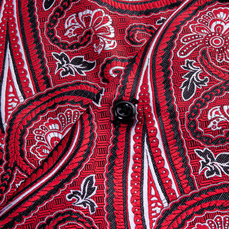 Red Paisley Silk Men's Dress Shirt shirt - Sophisticated Gentlemen